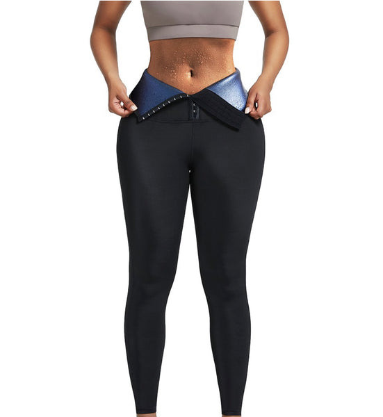 Dark Blue Neoprene Leggings Shaper 3 Rows Hooks High Rise Leggings